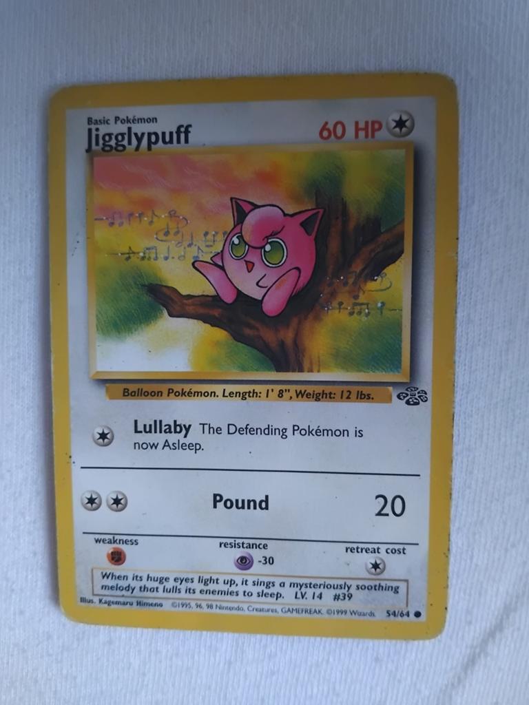 Jigglypuff Pokémon Kaart - jungle uit 1999 54/64, Ophalen of Verzenden, Gebruikt, Losse kaart