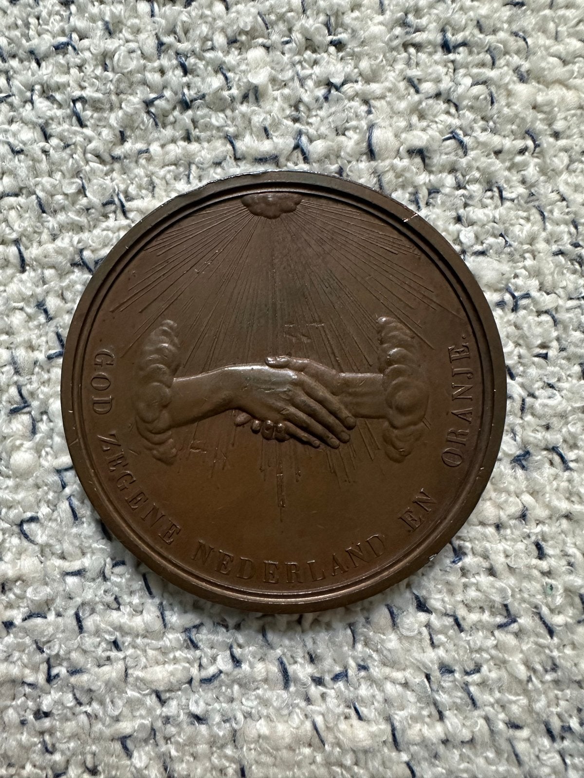 Historische Bronzen Medaille Koning Willem III 1880, Ophalen of Verzenden, Brons, Nederland