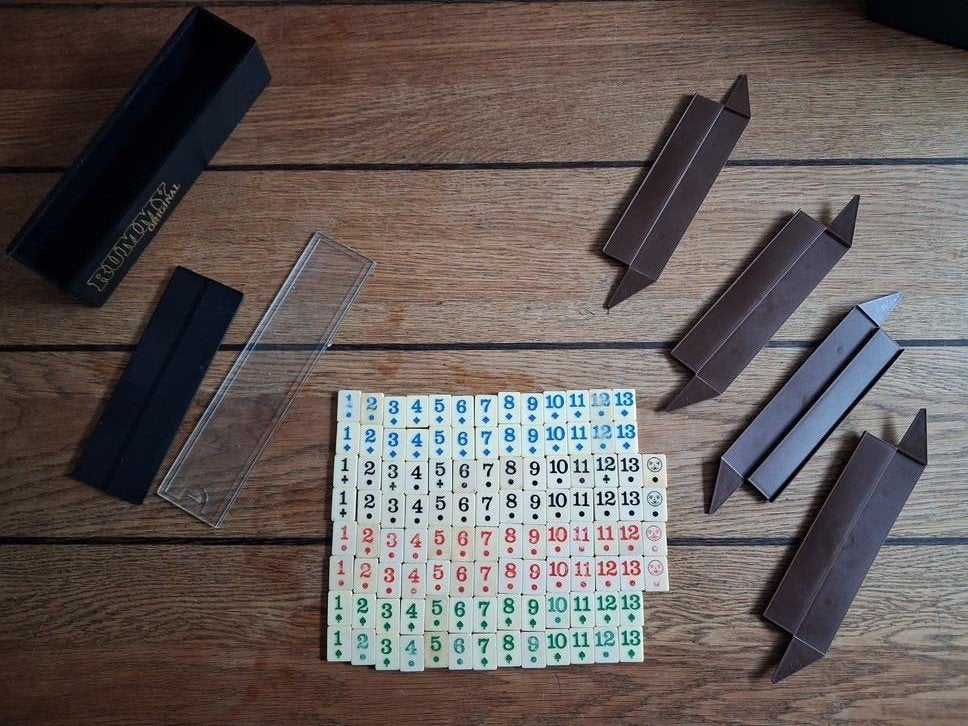 Rummy rummikub spel bordspel vintage reis mini, Drie of vier spelers, Ophalen of Verzenden, Gebruikt, Jumbo