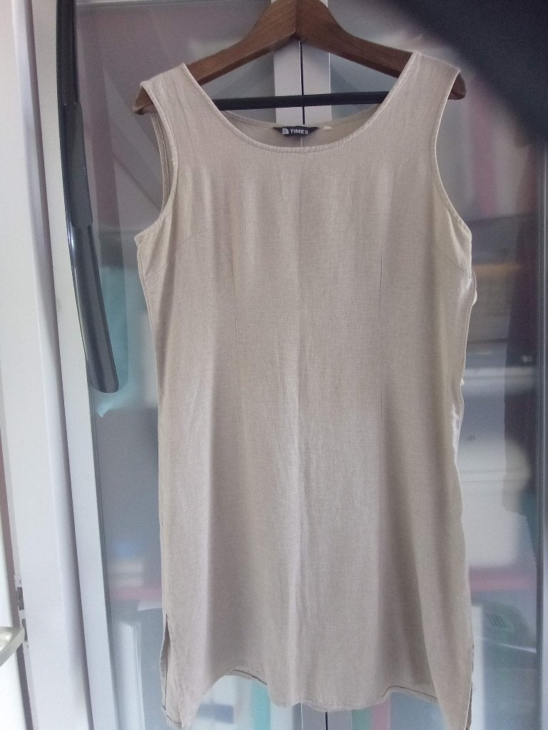 Linnen jurkje, Maat 38/40 (M), Beige, Ophalen of Verzenden, Times