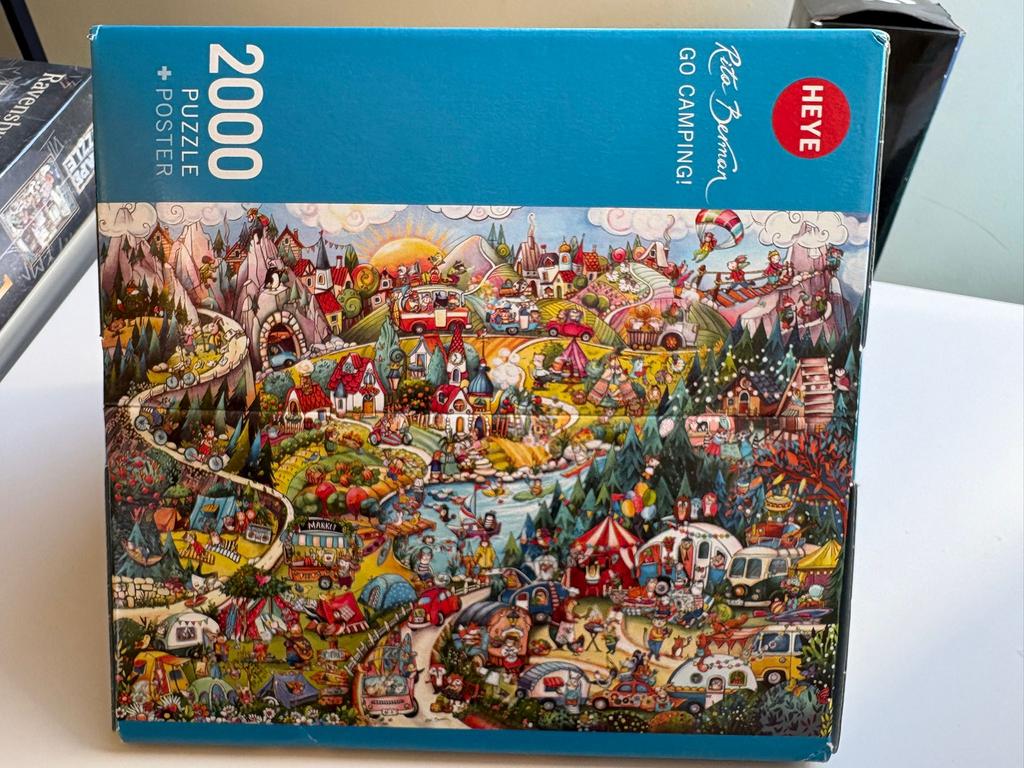 Heye puzzle go camping 2000 stukjes, Hobby en Vrije tijd, Denksport en Puzzels, Ophalen, Zo goed als nieuw
