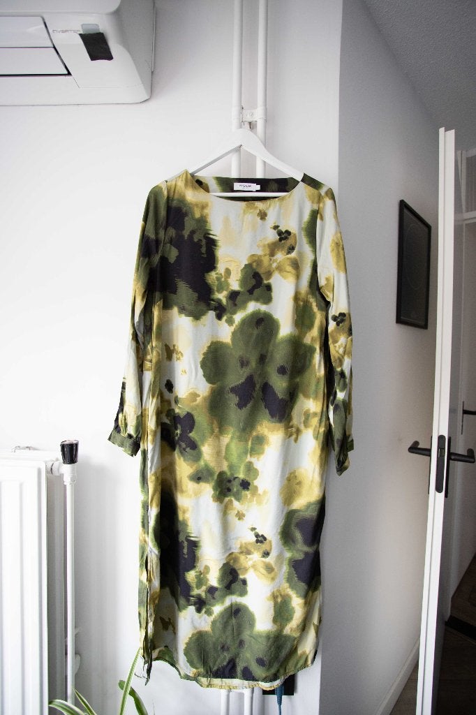 Midi jurk met groen patroon MSCH Copenhagen maat L, Kleding | Dames, Jurken, Msch Copenhagen, Maat 42/44 (L), Ophalen of Verzenden