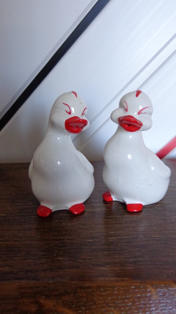 Vintage porseleinen peper- en zoutstel merk Ceramika Polen, Verzamelen, Beelden en Beeldjes, Ophalen, Zo goed als nieuw, Dier