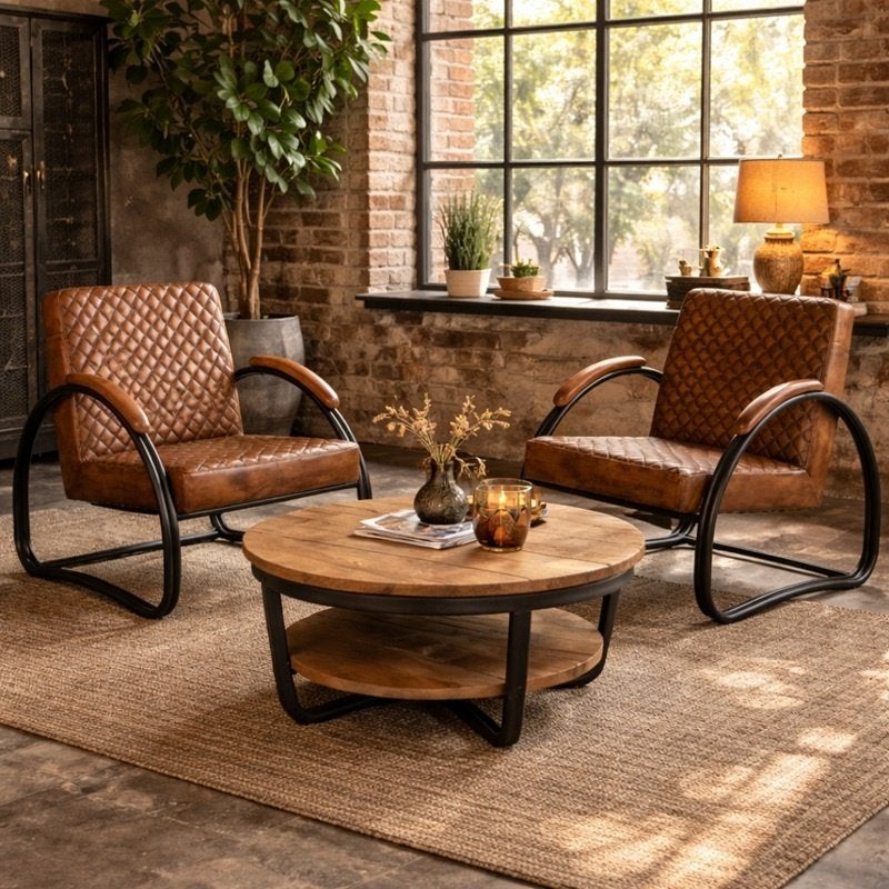 Vintage Look Fauteuil Leer Relax Stoel Leder Industrieel, Info@dehanzeherten.nl, De Hanze herten BV, Nieuw, 75 tot 100 cm