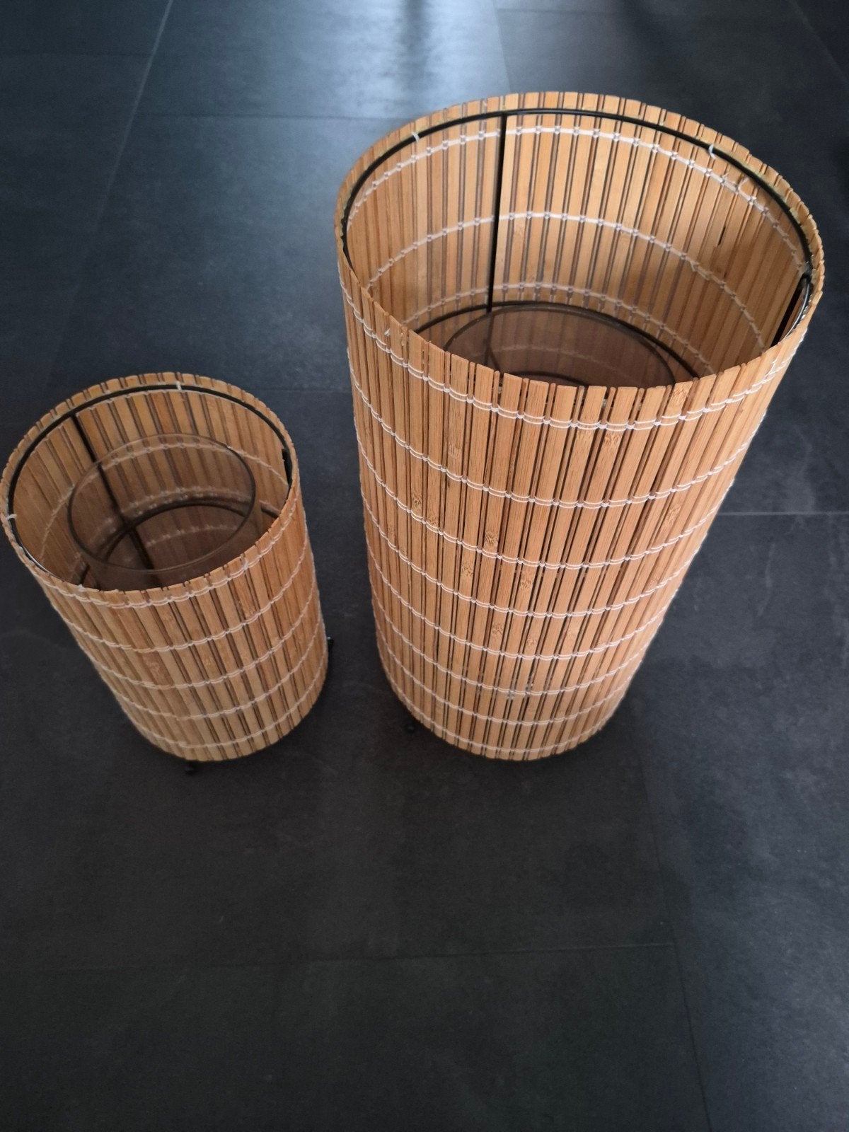 Set van 2 bamboe windlichten, Ophalen, Gebruikt, Landelijk, Natuurlijk materiaal