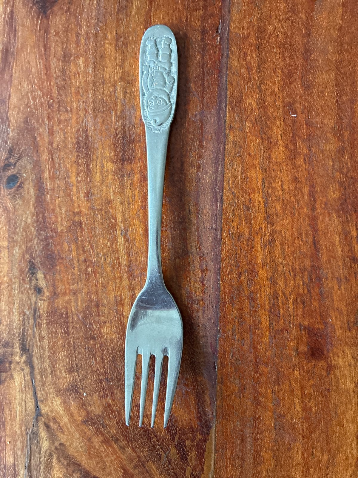 Vintage kinderbestek vork met kabouter figuur, Ophalen of Verzenden