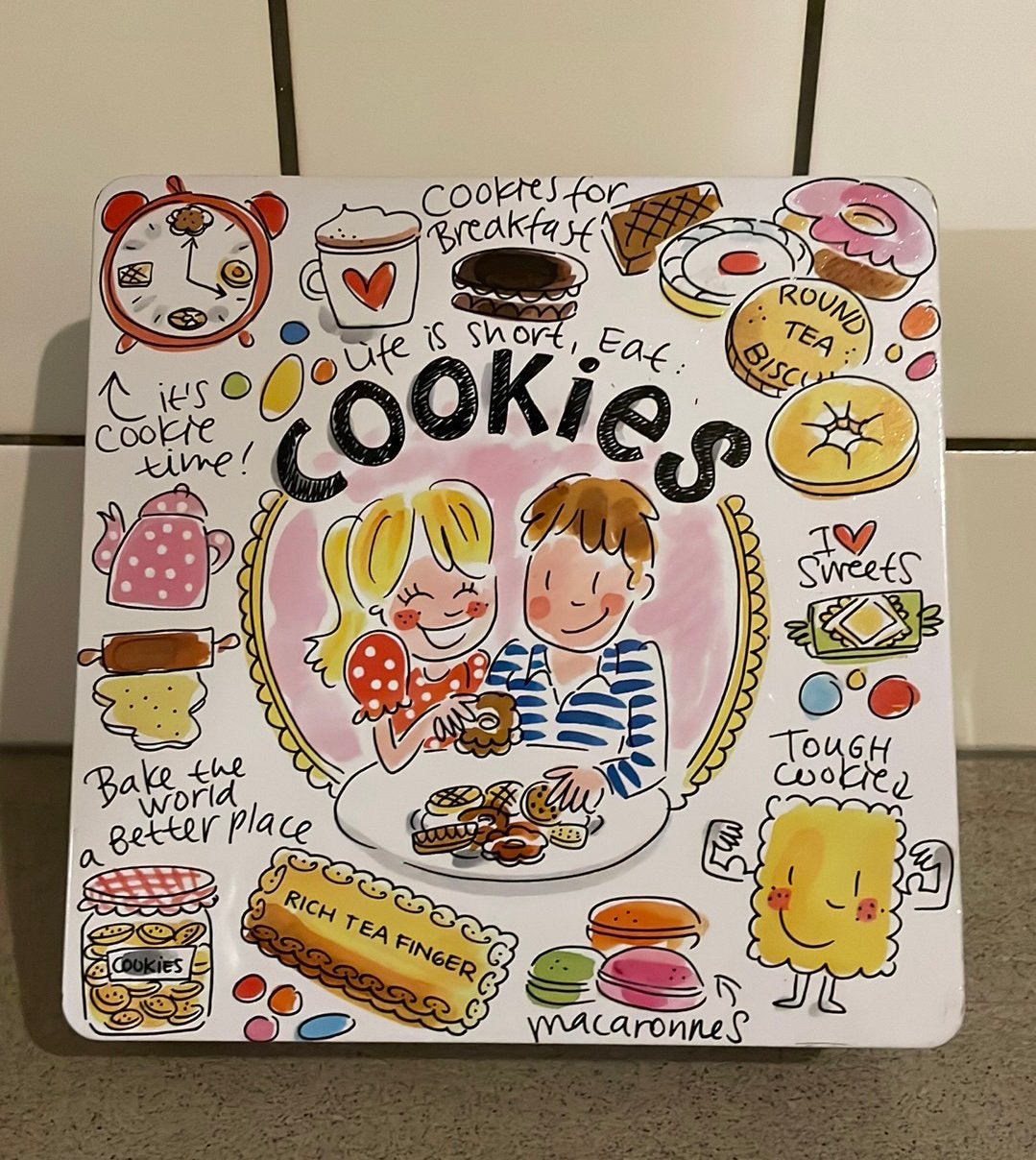 Blond Amsterdam blik trommel Life is short, eat cookies, Ophalen of Verzenden, Zo goed als nieuw