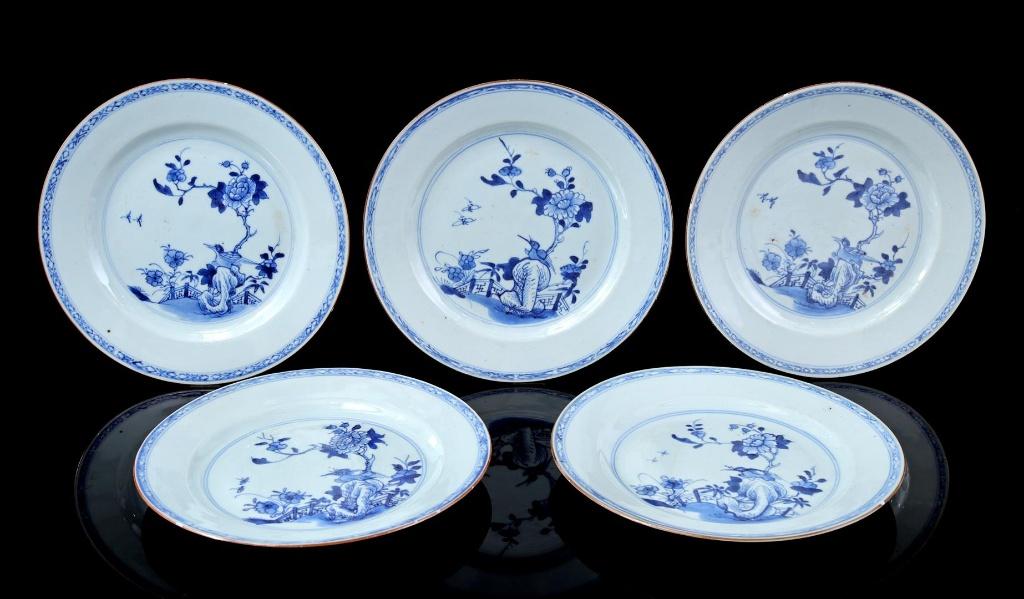 China Qianlong Porseleinen Schotels met blauw decor ca. 1760, Ophalen of Verzenden