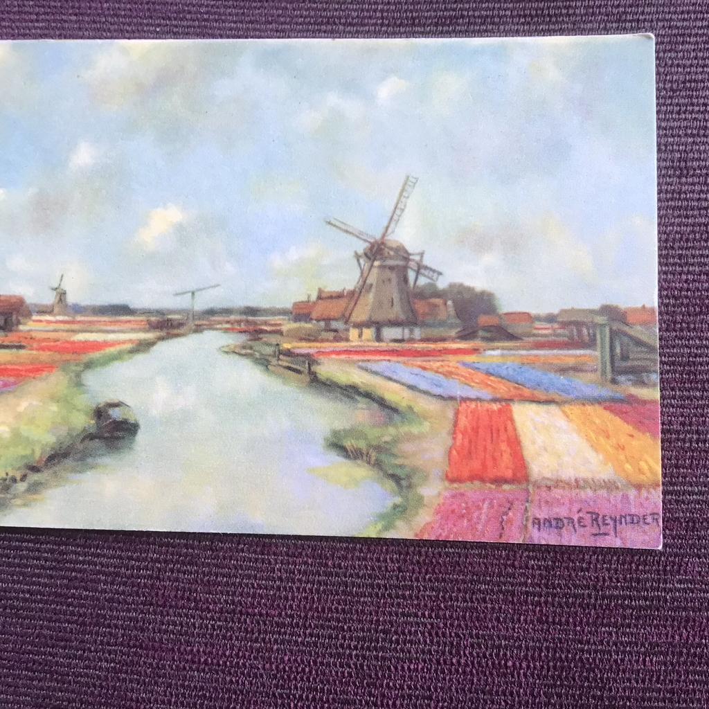 Bollenvelden Afb. Schilderij Andre  Reynders., Verzamelen, Ansichtkaarten | Nederland, Ophalen of Verzenden, Utrecht