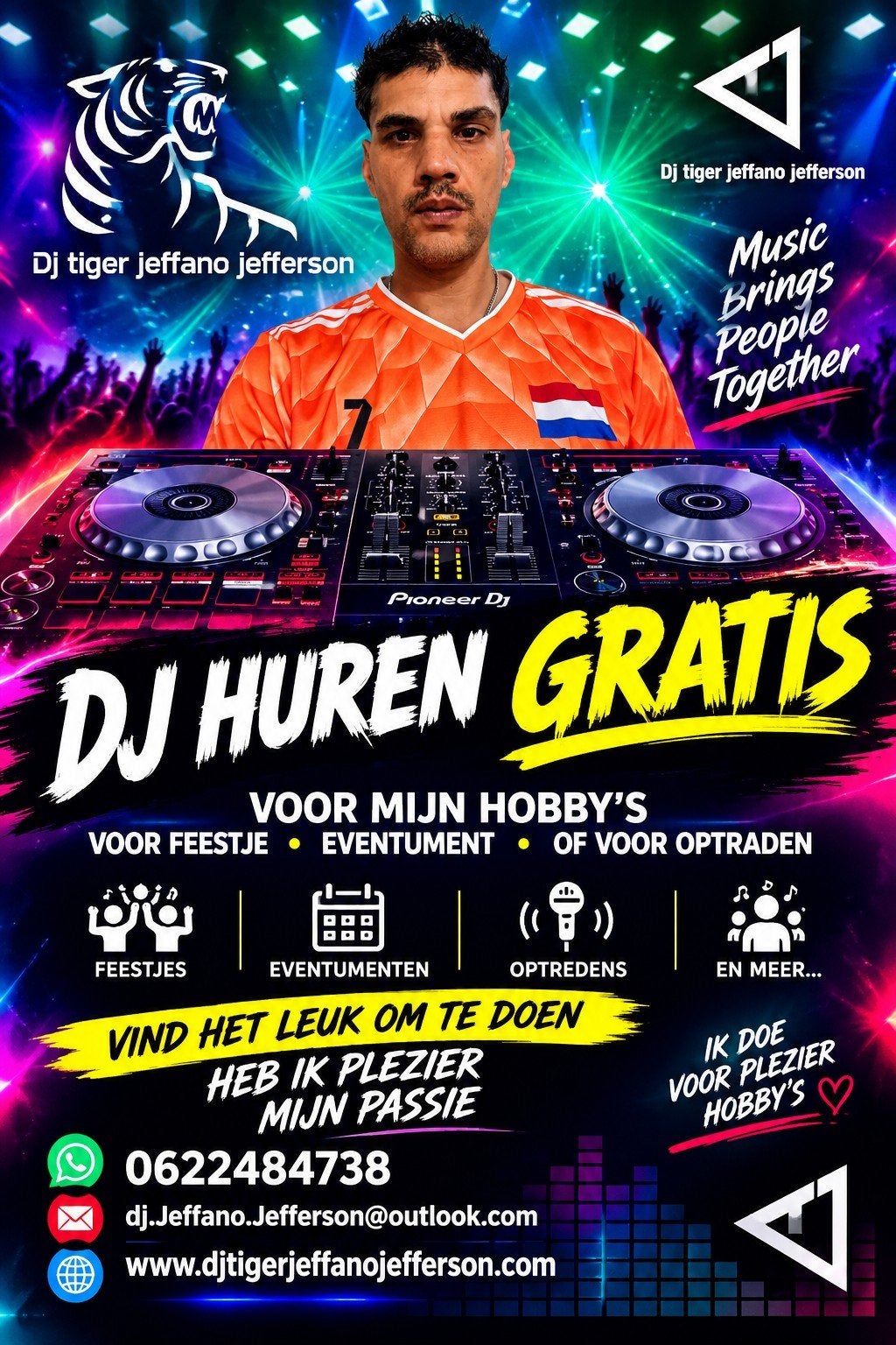 DJ Tiger Jeffano Jefferson inhuren voor jouw feestje!, Ophalen, Nieuw, Overige merken