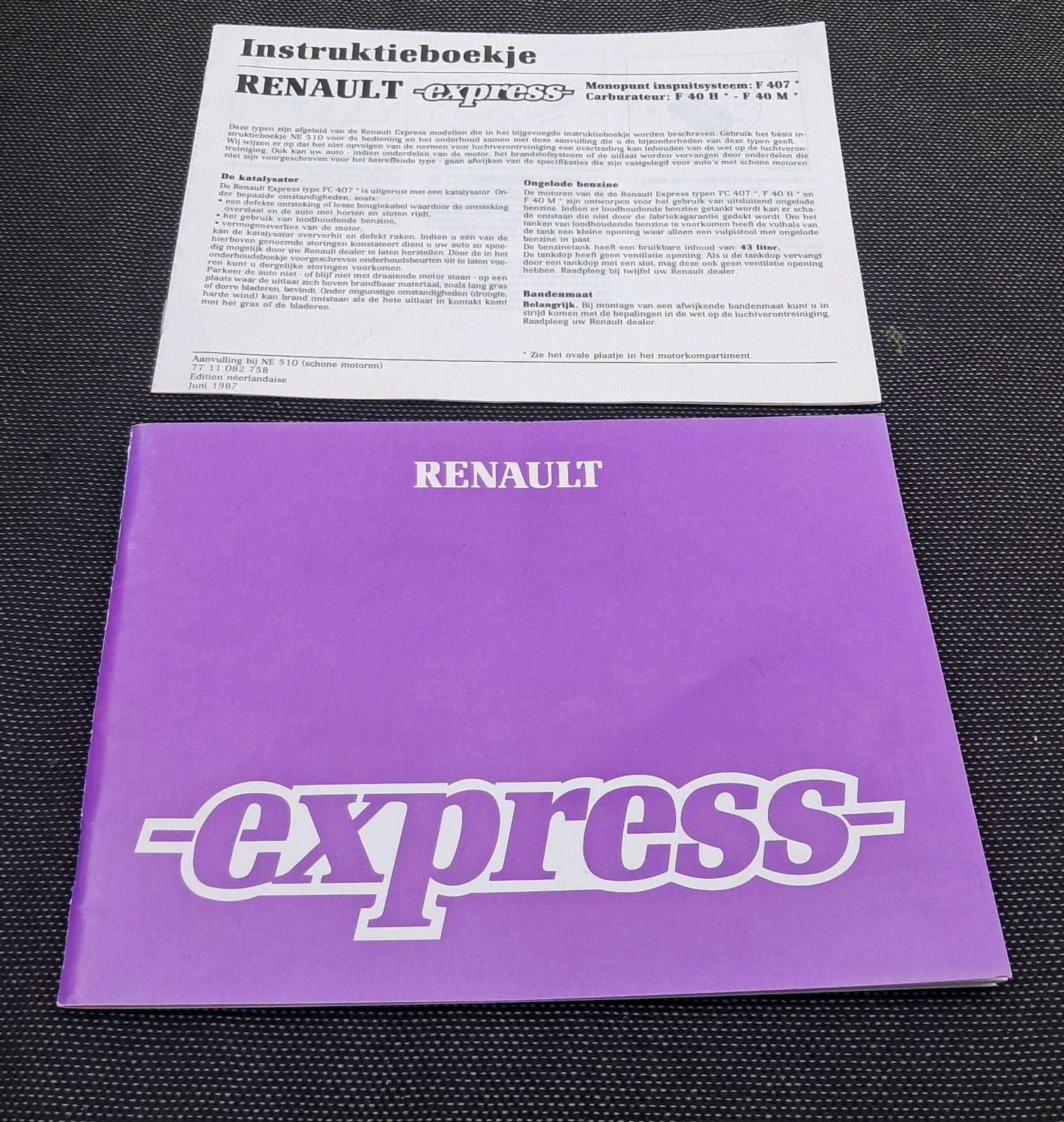 Renault Express Instructieboekje 1987 Franstalig, Ophalen of Verzenden