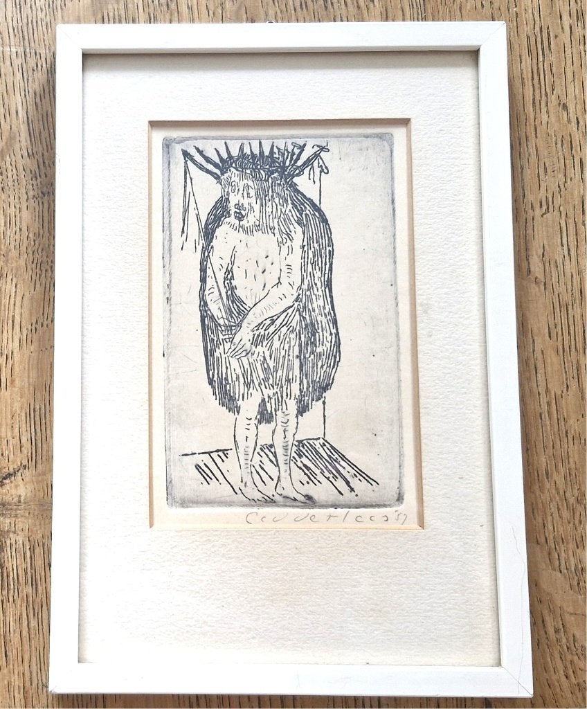 Pentekening van Christus met doornenkroon van Aad de Haas, Gesigneerd, 1950 - 1999, Overige technieken, Religie