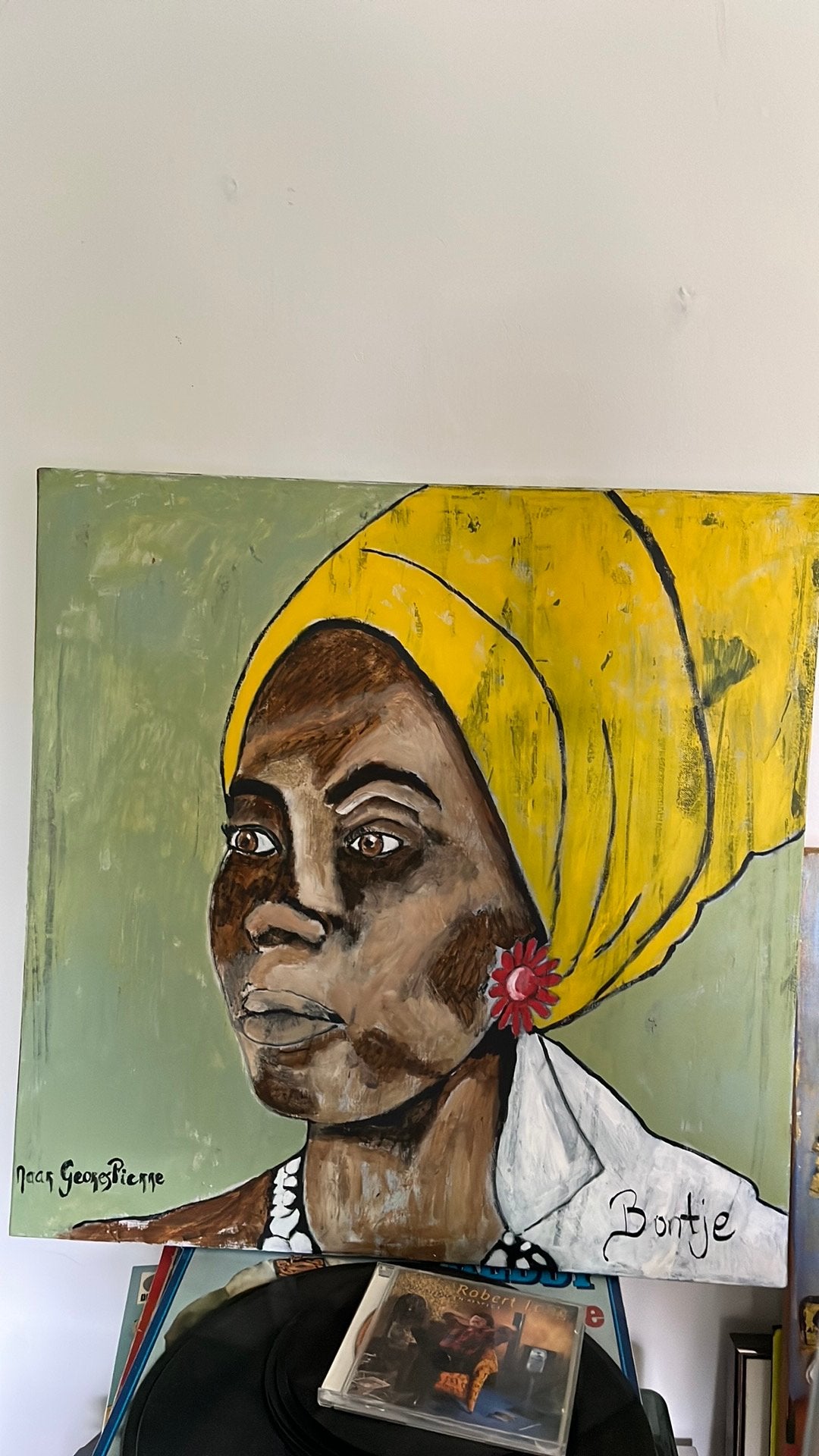 Georges Pierre foto van zwarte vrouw schilderij acrylverf, Ophalen