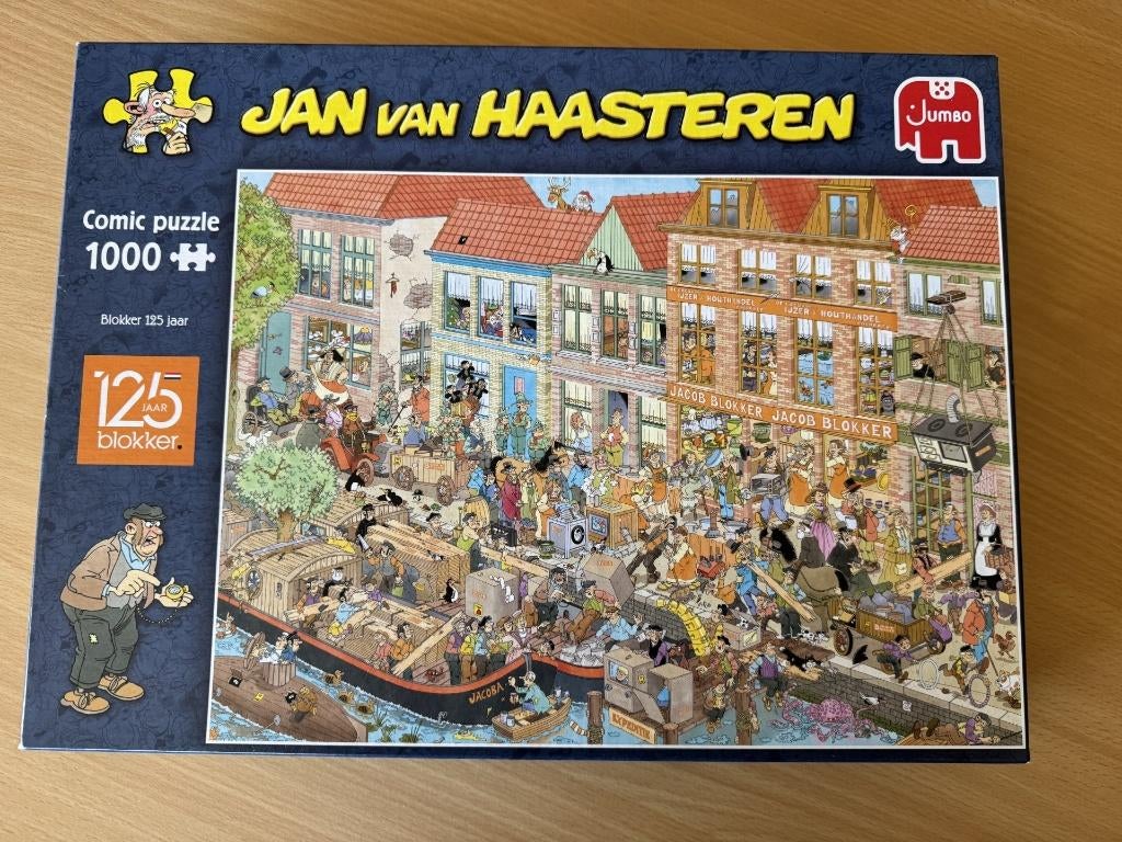 Jan van Haasteren puzzel "Blokker 125 jaar", Ophalen of Verzenden, 500 t/m 1500 stukjes, Zo goed als nieuw, Legpuzzel