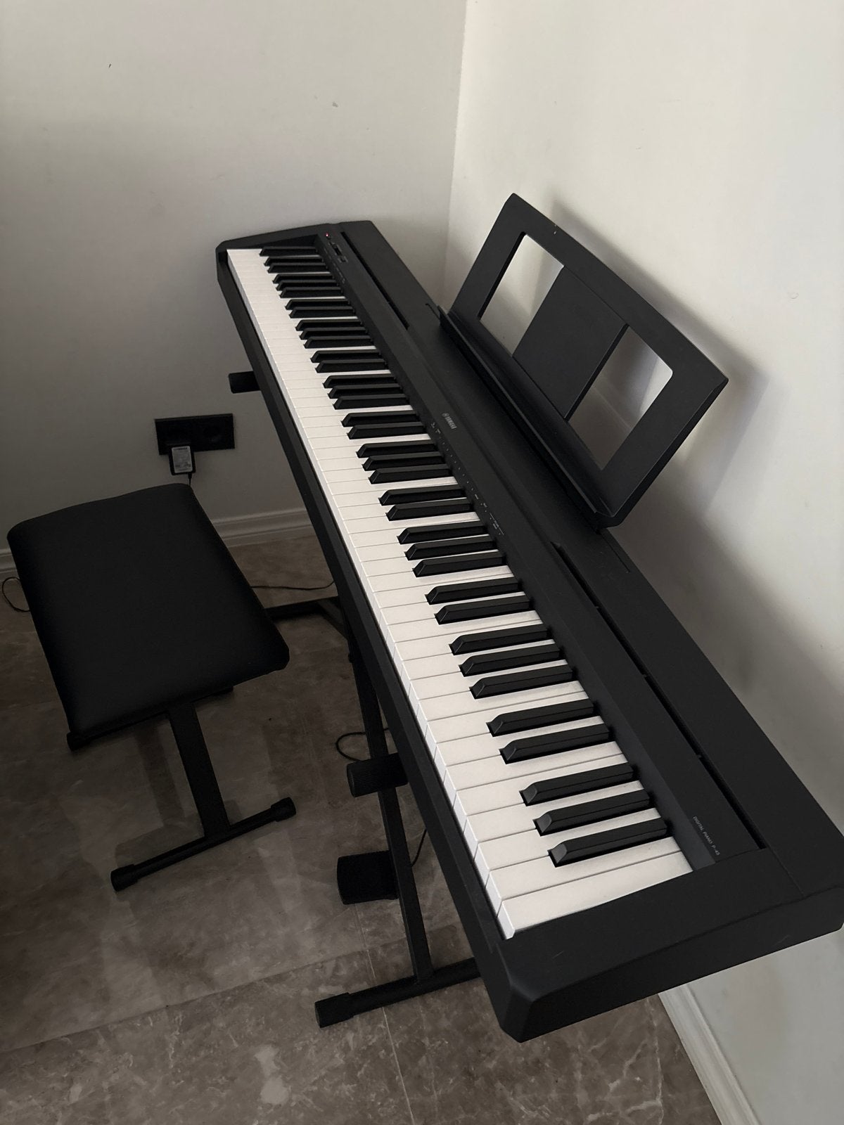 Yamaha P-45 Digitaal Piano met pedaal, standaard en kruk, Zwart, Digitaal, Ophalen of Verzenden, Zo goed als nieuw