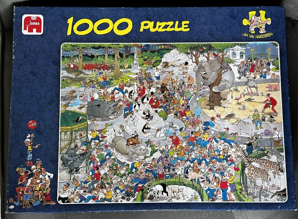 Jan van Haasteren puzzel - De Dierentuin 1000st., Ophalen, 500 t/m 1500 stukjes, Zo goed als nieuw, Legpuzzel