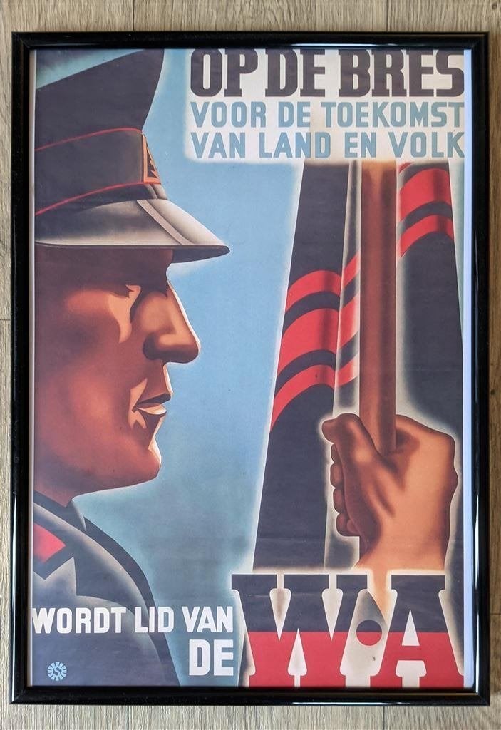 WA op de bres oorlogs Propaganda Affiche in Lijst