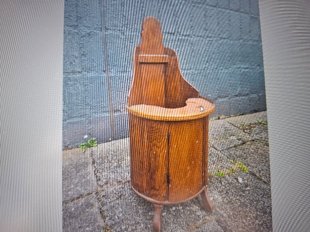 Antiek eiken  "kakstoel" kinderstoel voor poppen., Ophalen