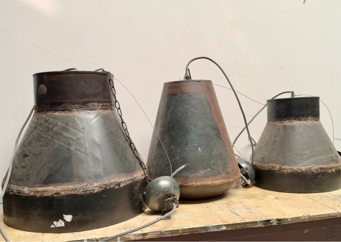 Set stalen hanglampen , industrielampen, Ophalen
