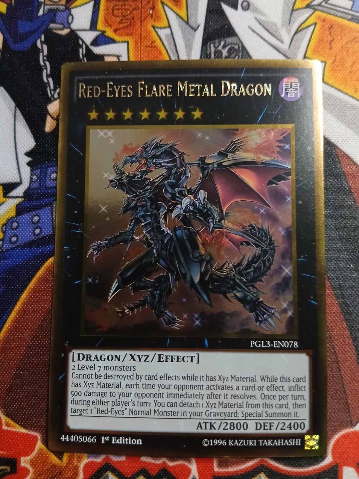 Red-Eyes Flare Metal Dragon - Gold Rare PGL3 - Yu-Gi-Oh, Ophalen of Verzenden, Zo goed als nieuw, Foil