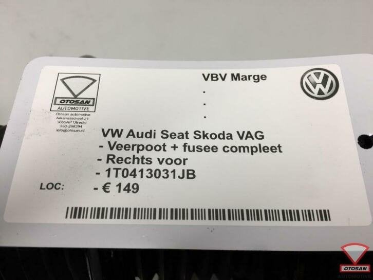 vw seat skoda audi veerpoot + fusee rechts voor 1t0413031jb, Gebruikt, Volkswagen, Volkswagen AG, Berliner Ring 2
38440  Wolfsburg, DE