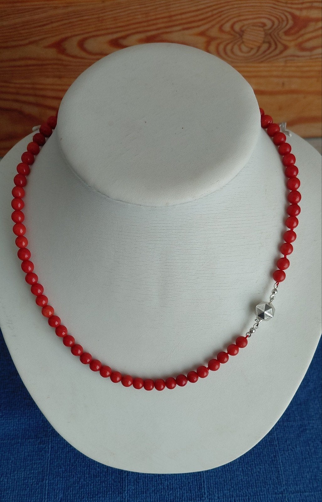 antieke bloedkoraal ketting,zilver slot, Verzenden, Zilver, Ketting