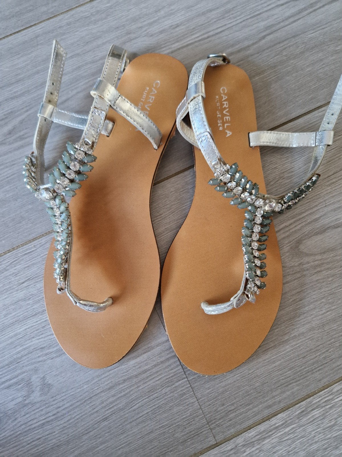 Carvela Kurt Geiger Zilveren Sandalen met Strass, Ophalen of Verzenden