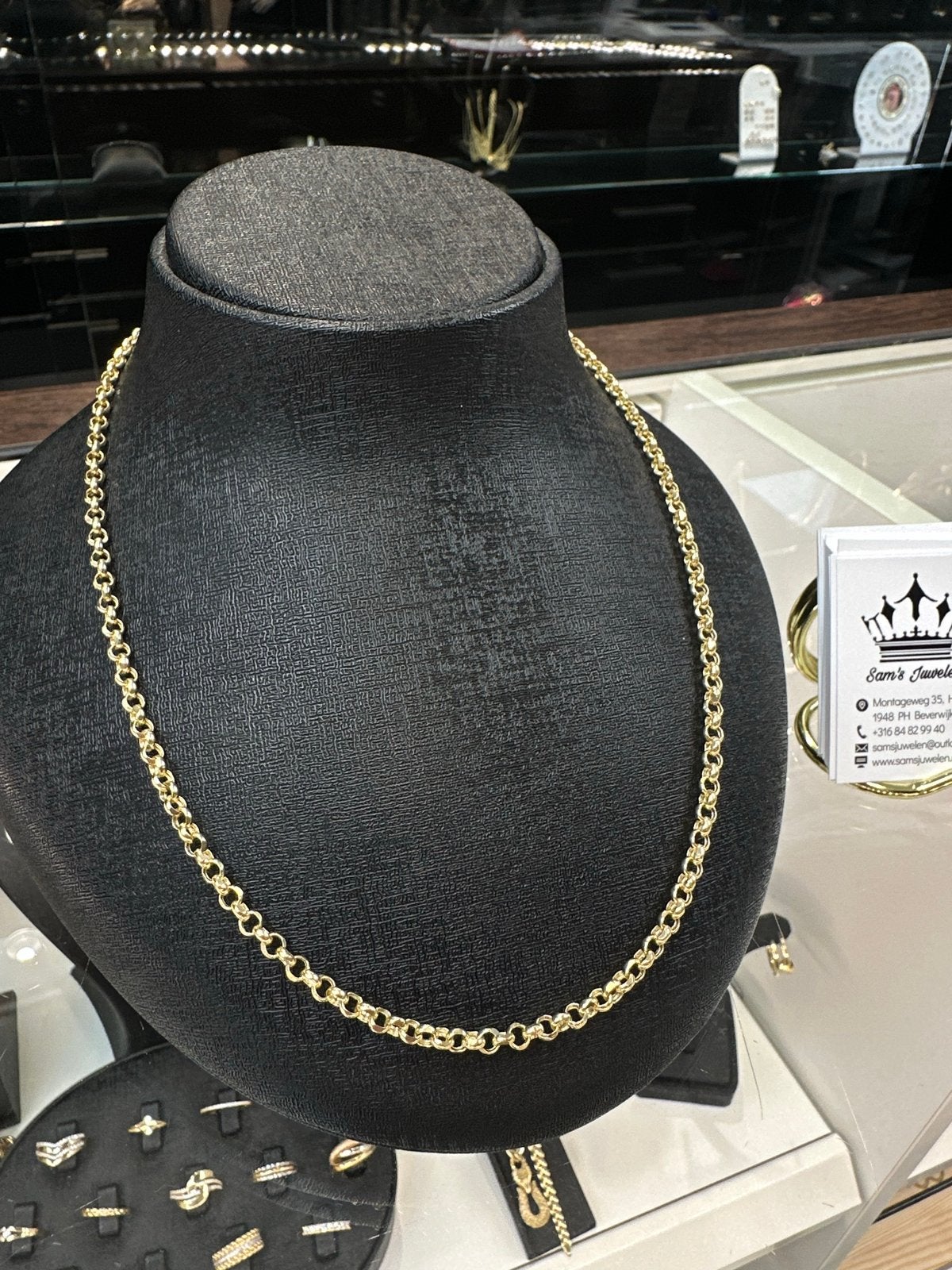14k Gouden Jasseron Ketting - 50cm, Ophalen of Verzenden, Nieuw, Goud