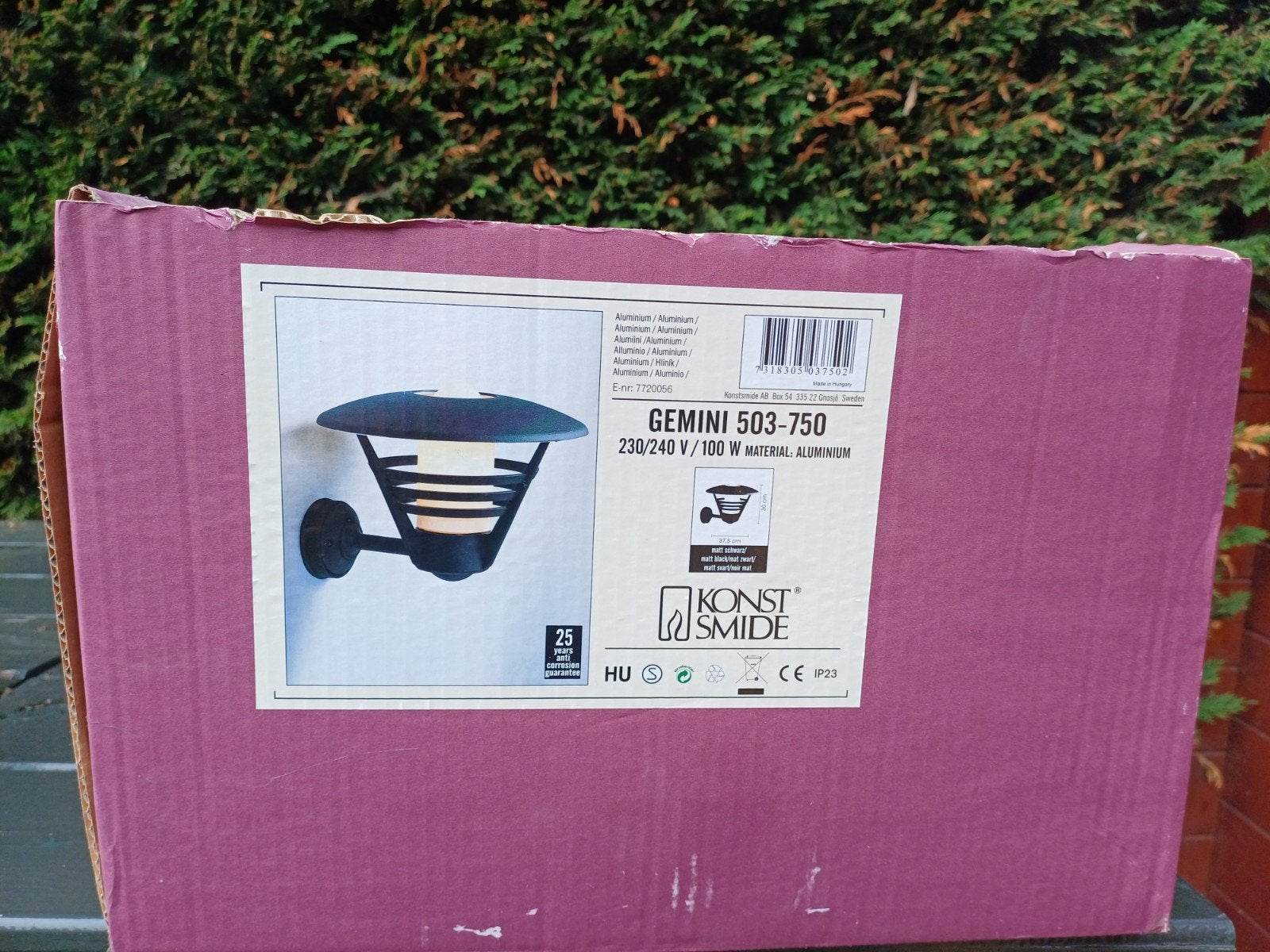 Gemini 503-750 Lantaarn Zwart Aluminium Nieuw in Doos, Tuin en Terras, Wandlamp, Ophalen of Verzenden, Netvoeding, 50 tot 250 watt