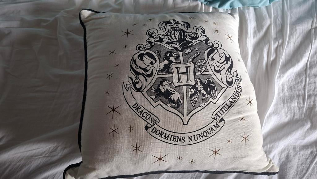 Harry potter kussen, Huis en Inrichting, Ophalen of Verzenden, Gebruikt, Beige, Vierkant