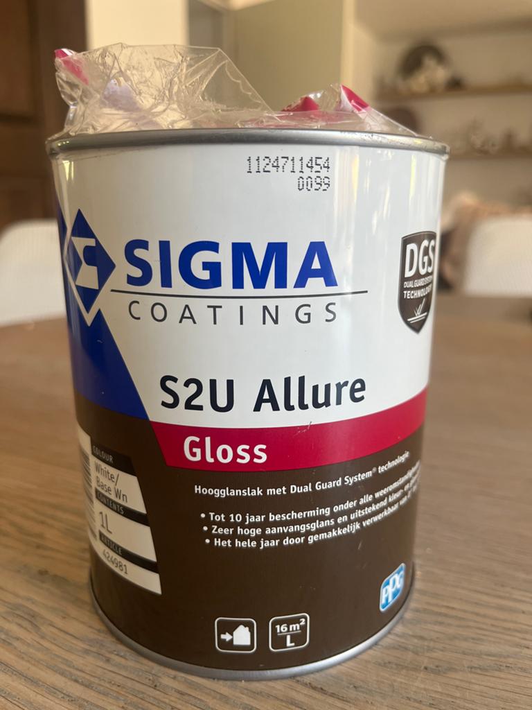 Sigma S2U Allure Hoogglans Lak Wit/Base Wn 1L, Wit, Nieuw, Ophalen of Verzenden, Lak