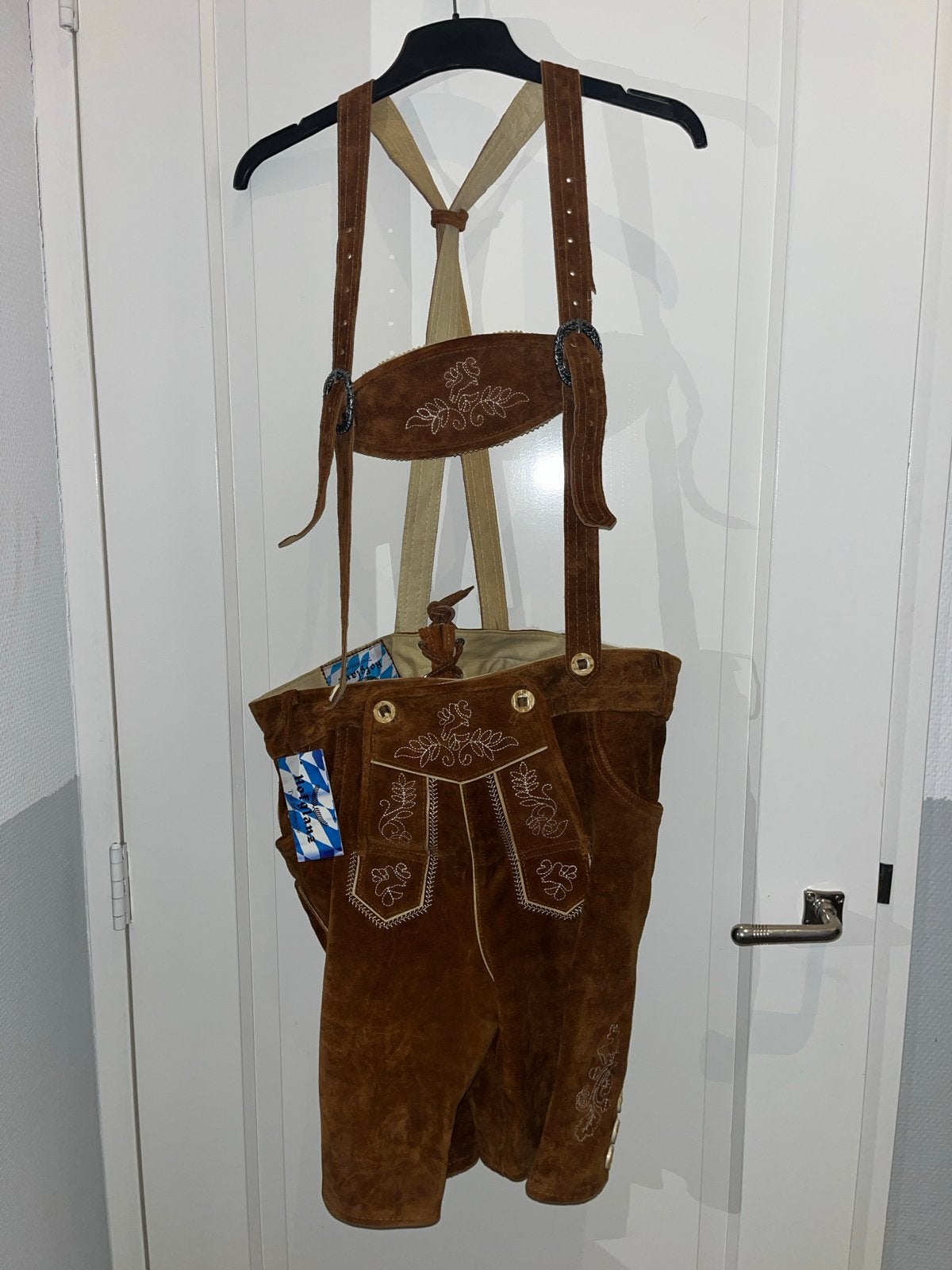 Hofglanz Leather Lederhose Oktoberfest Heren met Bretels, Kleding | Heren, Ophalen of Verzenden, Nieuw, Maat 52/54 (L), Bruin