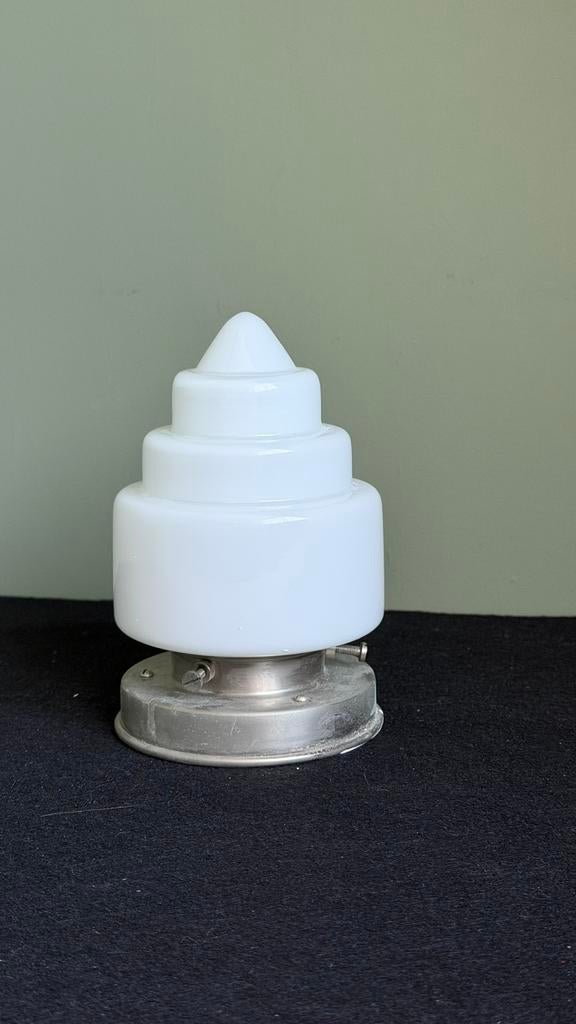 Vintage plafondlamp plafonniére Gispen Art deco, Ophalen of Verzenden, Zo goed als nieuw, Glas