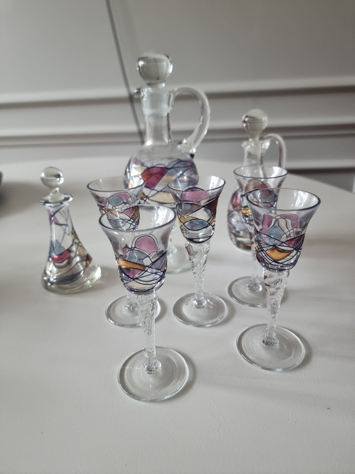 Likeurset handbeschilderd, Antiek en Kunst, Curiosa en Brocante, Ophalen