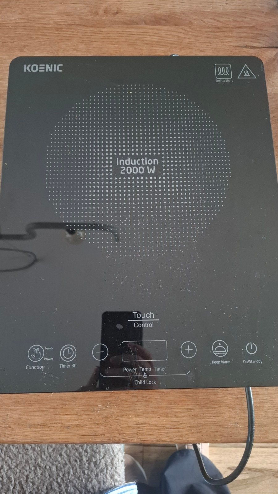 Koenic Inductie Kookplaat 2000W met Touch Control, 3 kookzones of minder, Ophalen of Verzenden, Zo goed als nieuw, Inductie