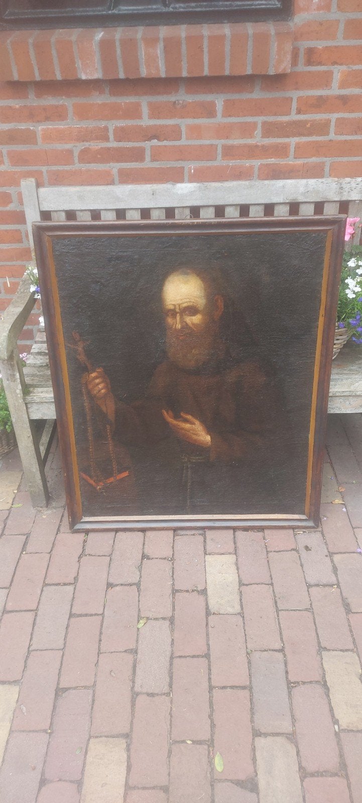 Antiek schilderij 18e/19e eeuw Heilige franciscus portret, Antiek en Kunst, Ophalen