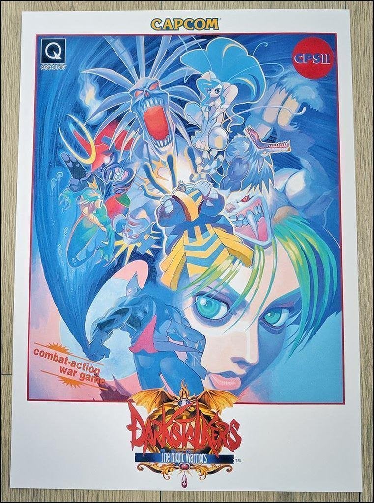 DARKSTALKERS Capcom Retro Arcade Art Kunst Game Poster, Verzenden, Nieuw, A1 t/m A3, Film en Tv