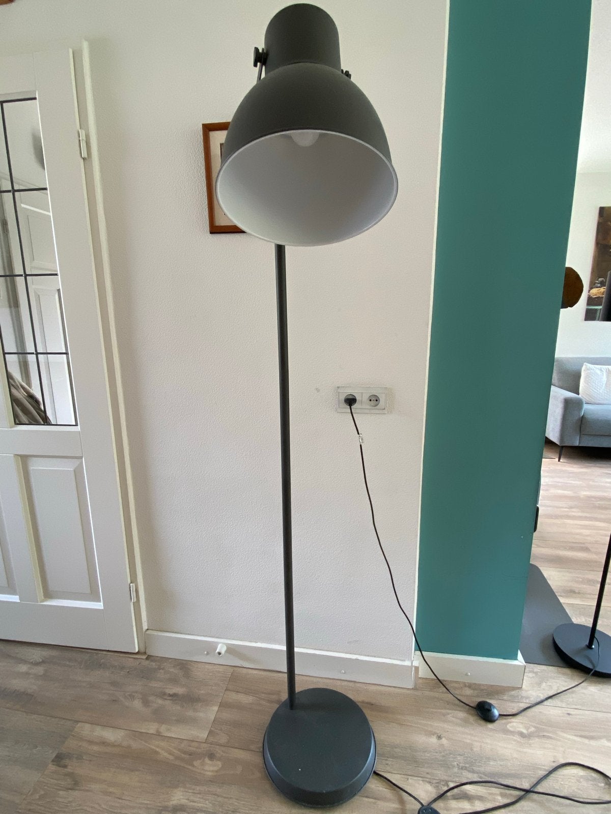 Grote staande lamp, donkergrijs, modern design, Ophalen, Gebruikt, Metaal, 150 tot 200 cm