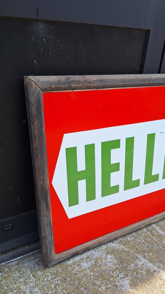 Emaille reclamebord van het Belgische biermerk Helles XL🍺, Reclamebord, Gebruikt, ., Ophalen of Verzenden