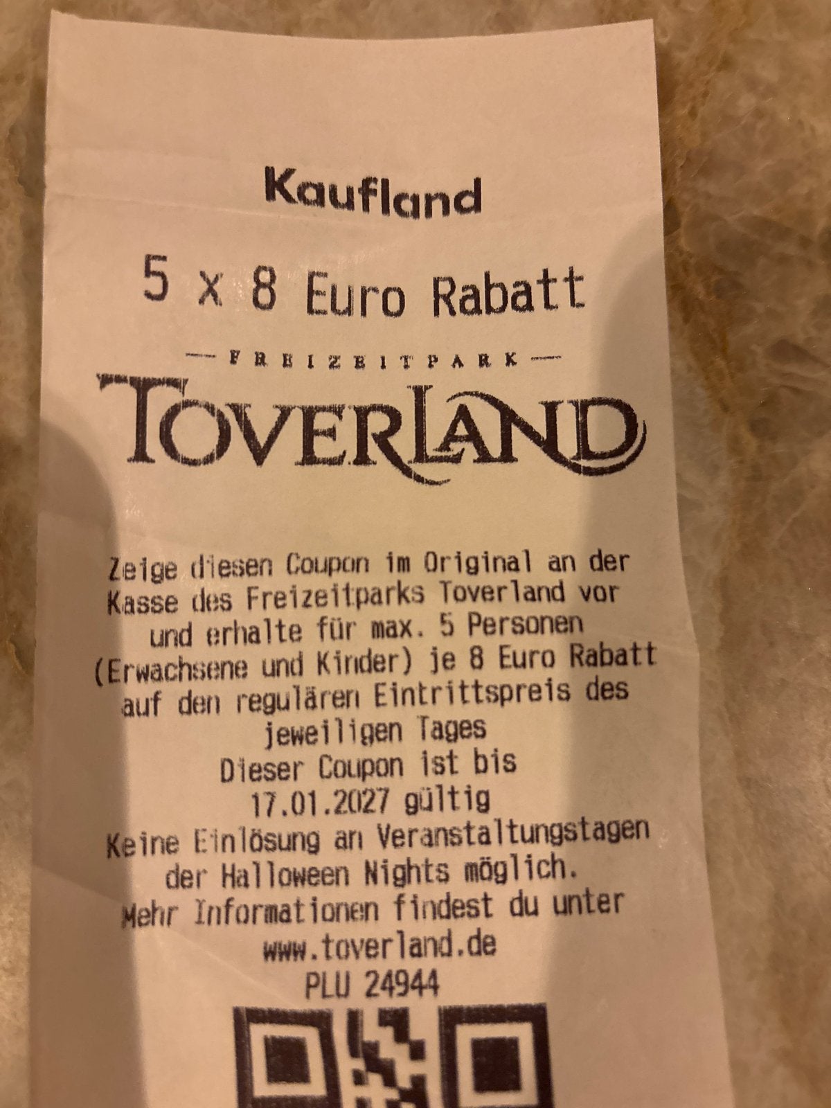 5x 8 euro korting in Toverland (DL), Drie personen of meer, Kortingskaart