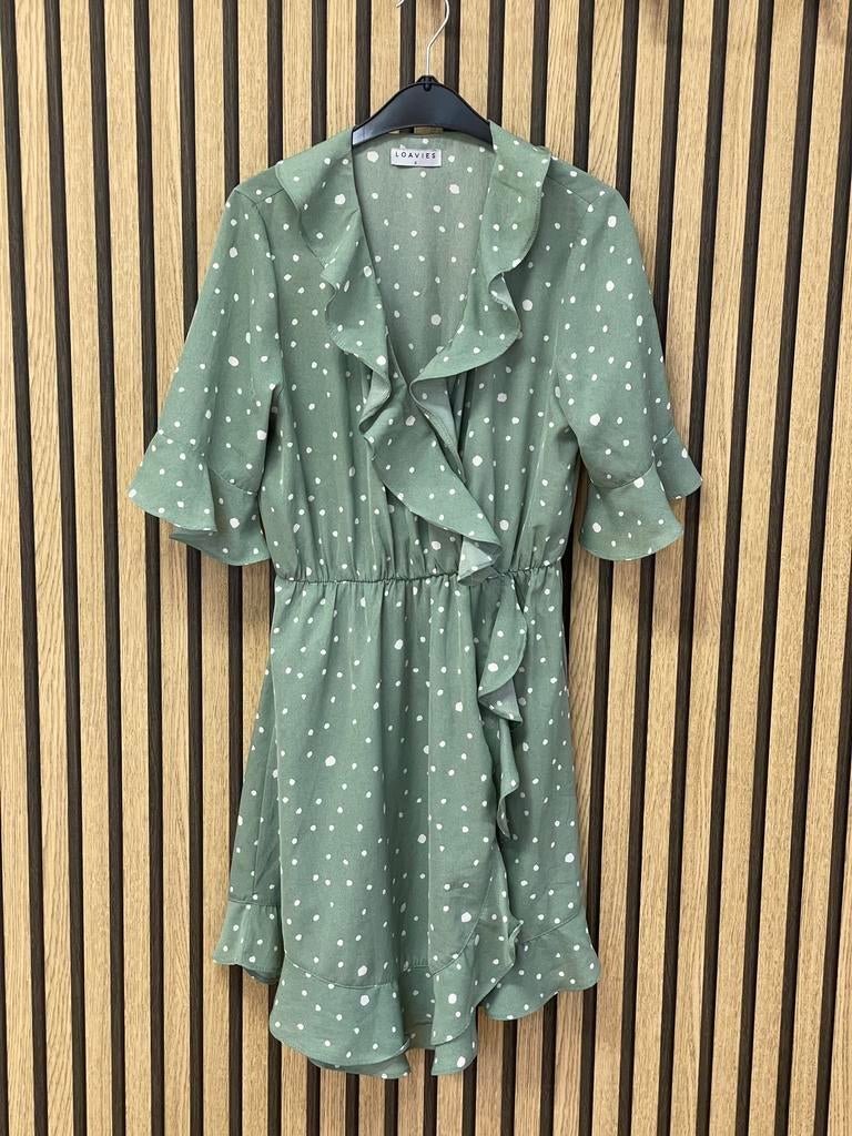 Zachtgroen Loavies zomerjurkje - maat S, Kleding | Dames, Jurken, Gedragen, Maat 36 (S), Groen, Boven de knie, Ophalen of Verzenden