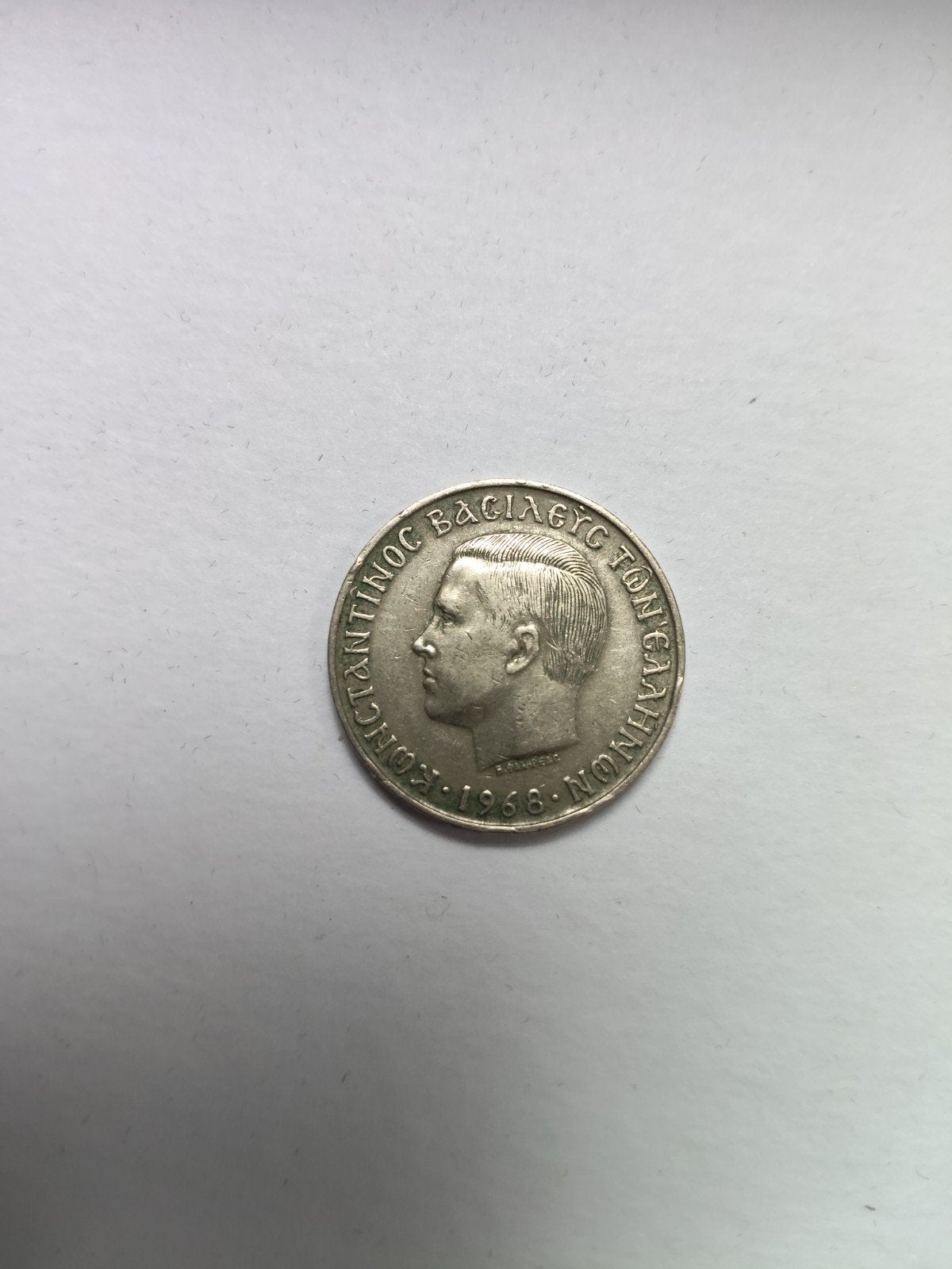 Griekse 10 Drachmen munt 1968 - Koning Constantijn II, Ophalen of Verzenden, Overige landen, Losse munt
