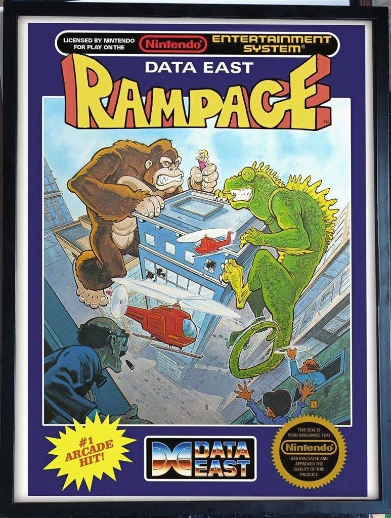 [videogame Poster in Frame] Rampage Data East NES, Verzenden, Nieuw, A1 t/m A3, Film en Tv