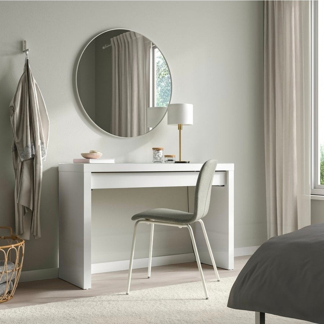 IKEA MALM Toilettafel/Bureau met Glasplaat, Overige materialen, Eenpersoons, Wit, Ophalen of Verzenden