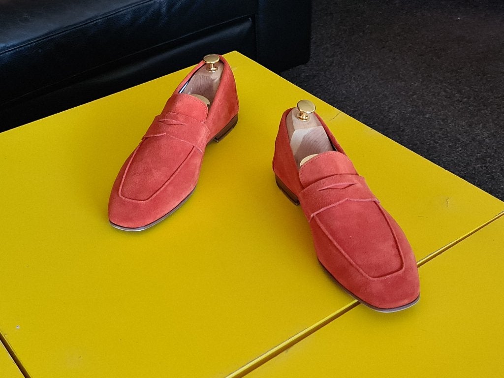 DUNE London suede instap schoenen met oranje kleur 44, Overige kleuren, DUNE London, Zo goed als nieuw, Loafers