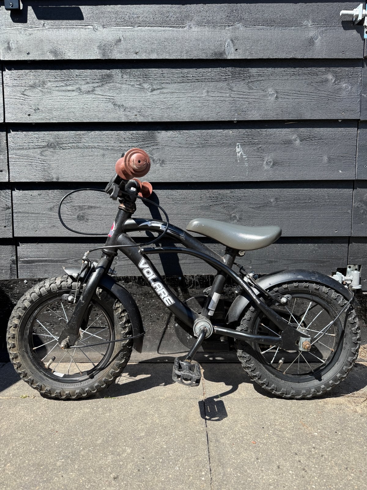 Volare kinderfiets 12 inch - Zwart, Ophalen, Zijwieltjes, Gebruikt, Velgrem