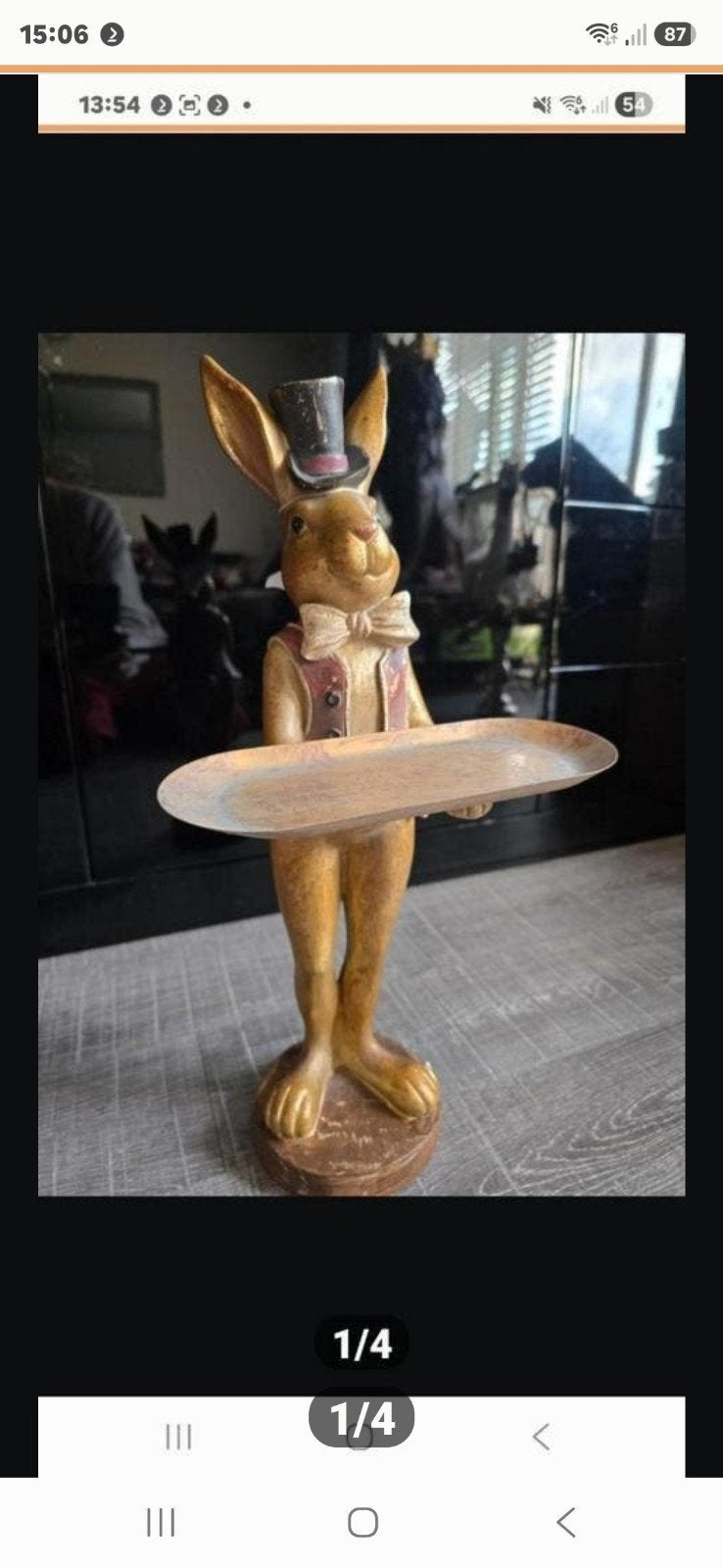 Leuke decoratieve konijn butler met dienblad., Ophalen of Verzenden
