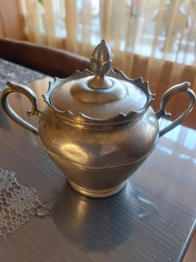 Antieke tinnen suikerpot, Antiek en Kunst, Antiek | Tin, Ophalen of Verzenden