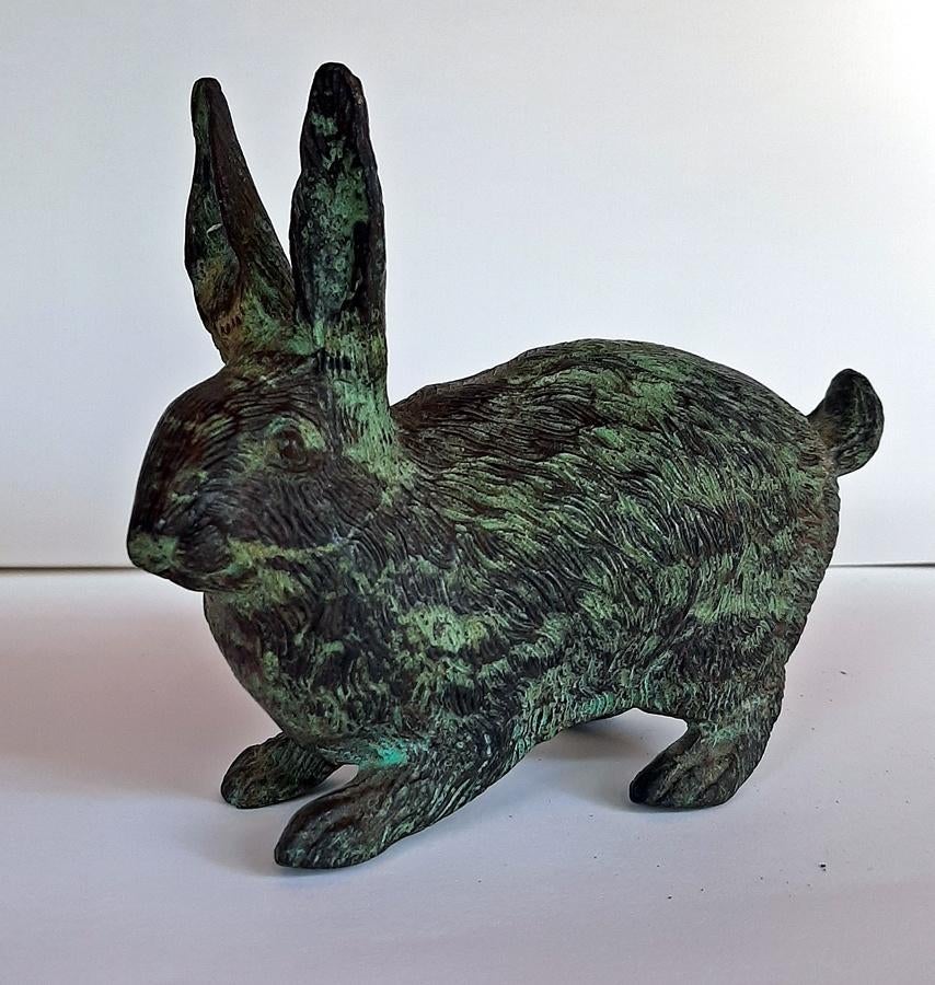 Bronzen beeld Konijn, Antiek en Kunst, Minder dan 20 cm, Verzenden, Beeld, Europa