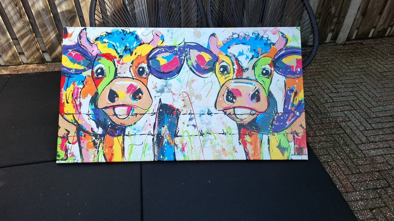 Kleurrijk Koeien Schilderij - Pop Art Stijl, Ophalen